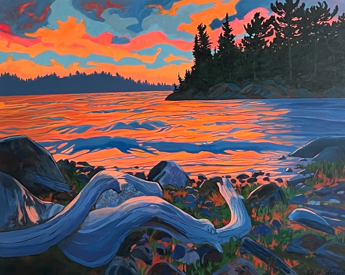 Driftwood Under a Sunset Sky by Dawn Schmidt 