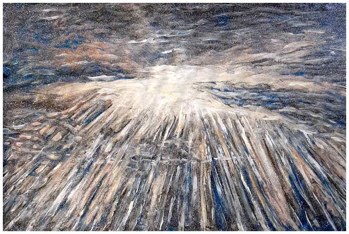 Breakthrough (From "Not Stopping for Death" series), Mixed Media, $400.  Buyer pays shipping.  Prints available, contact artist. by Stephen Mead  Image: The series "Not Stopping for Death" is included in Stephen Mead's book "Selected Works", https://www.amazon.com/Selected-Works-Stephen-Mead/dp/B0D86HK7T7