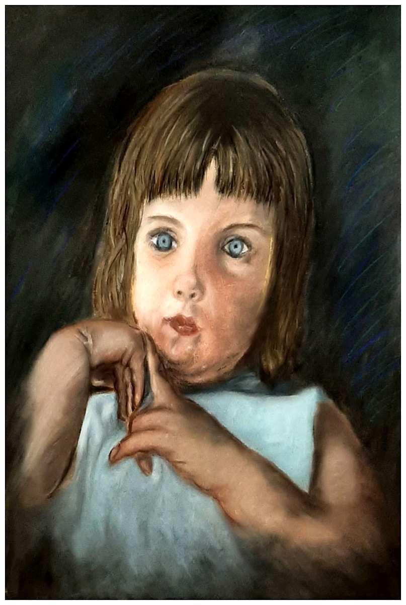 Girl (From "Heroines Unlikely" Series), Watercolor Pencil, $250.  Buyer pays shipping, prints available, contact artist. by Stephen Mead  Image: The series "Heroines Unlikely" is included in Stephen Mead's book "Selected Works", https://www.amazon.com/Selected-Works-Stephen-Mead/dp/B0D86HK7T7