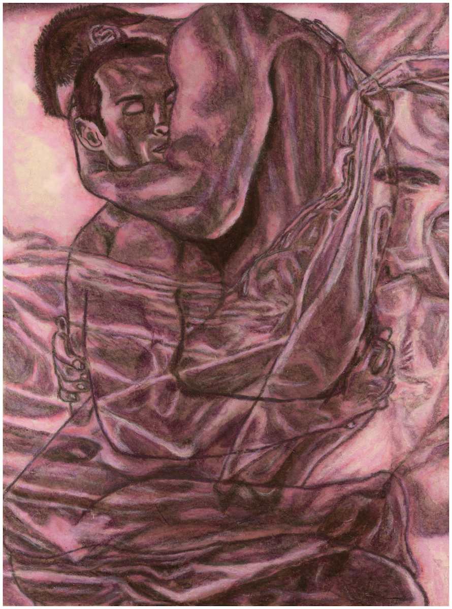 Imprints of Intimacy Excerpt 18 from the series, mixed media, $250.  Buyer pays shipping.  Prints available, contact artist. by Stephen Mead  Image: The series "Imprints of Intimacy" was published as a book, https://www.amazon.com/Imprints-Intimacy-Otter-Body-Pillow/dp/B0D9VHKGHT
