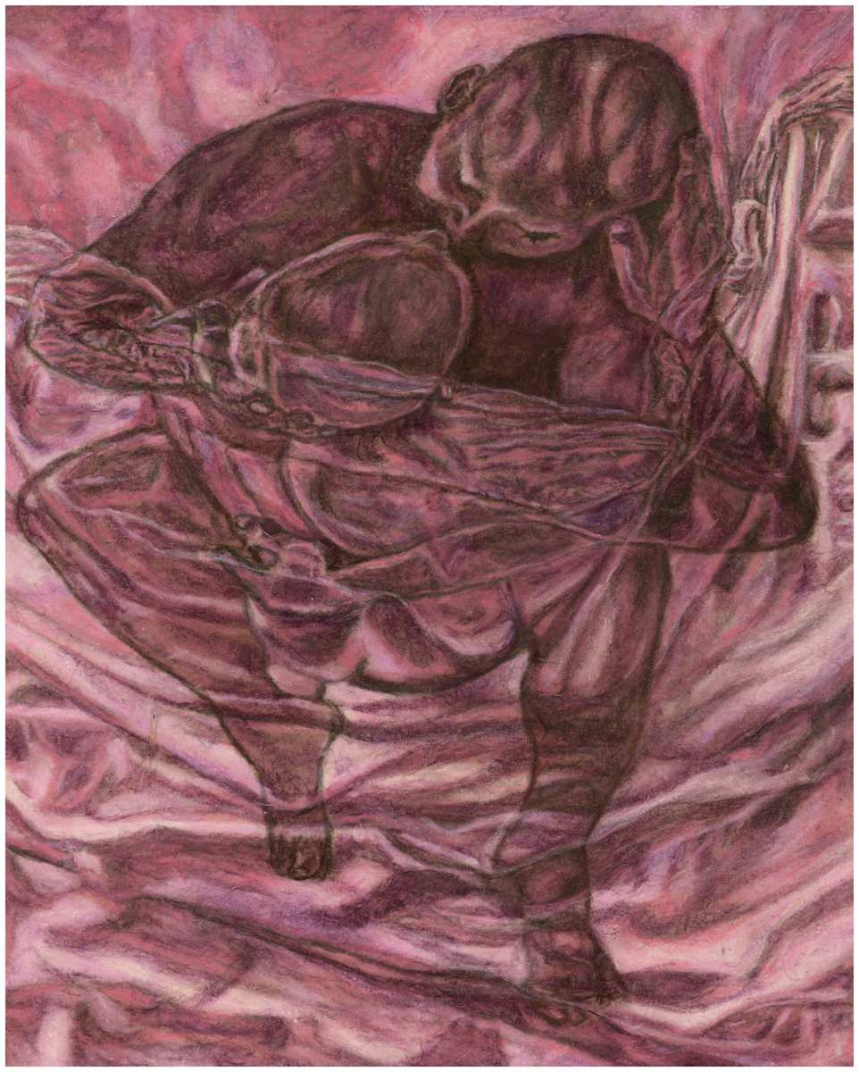 Imprints of Intimacy Excerpt 19 from the series, mixed media, $250.  Buyer pays shipping.  Prints available, contact artist. by Stephen Mead  Image: The series "Imprints of Intimacy" was published as a book, https://www.amazon.com/Imprints-Intimacy-Otter-Body-Pillow/dp/B0D9VHKGHT