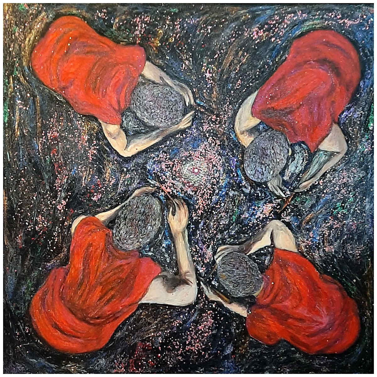 Making Hoa Binh (From "Our Book of Common Faith", series) mixed media, $700.  Buyer pays shipping.  Prints available, contact artist. by Stephen Mead  Image: The series "Our Book of Common Faith" was published as a book, https://www.amazon.com/Book-Common-Faith-Stephen-Mead/dp/1442162724