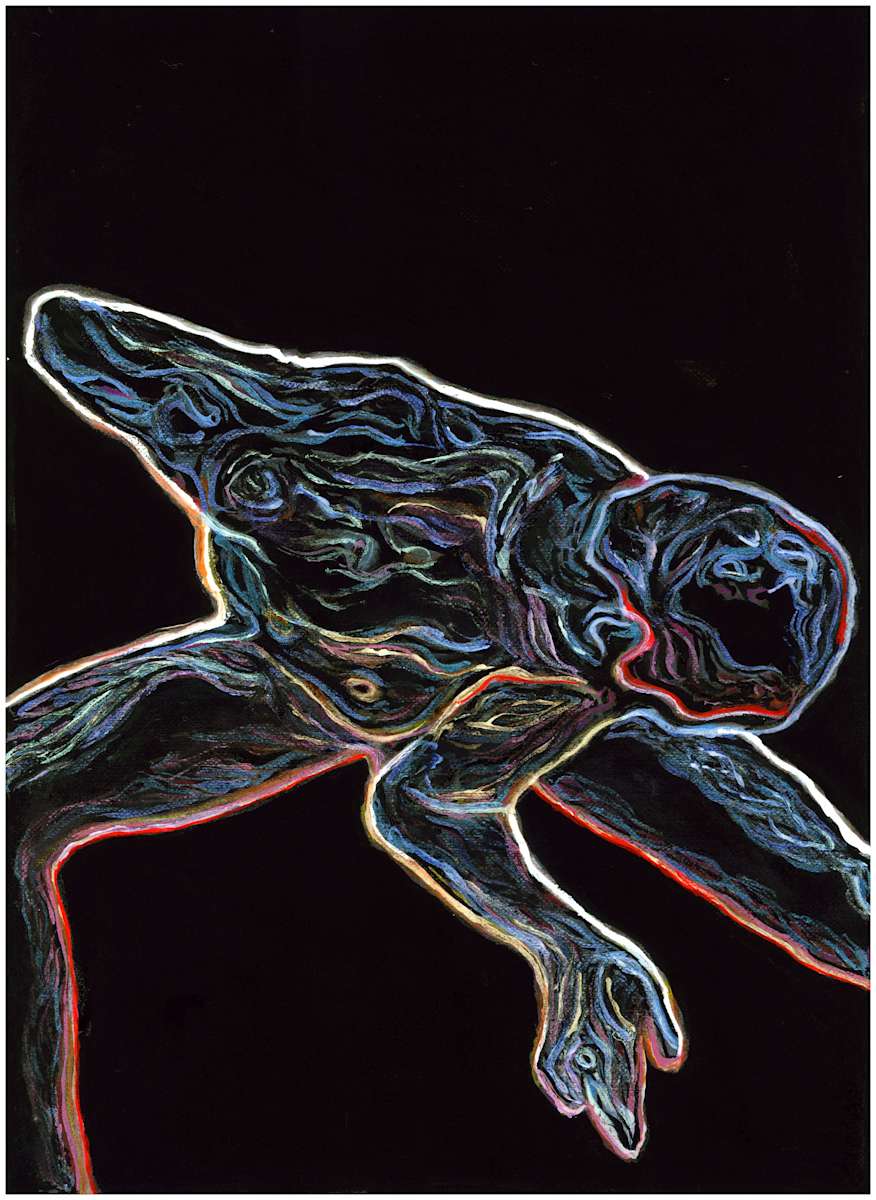 Painted Yoga 18 (From "According to the Order of Nature", series) mixed media, $200.  Buyer pays shipping.  Prints available, contact artist. by Stephen Mead  Image: The series "According to the Order of Nature" was published as a book, https://www.amazon.com/According-Order-Nature-Cosmos-Made/dp/1523675918
