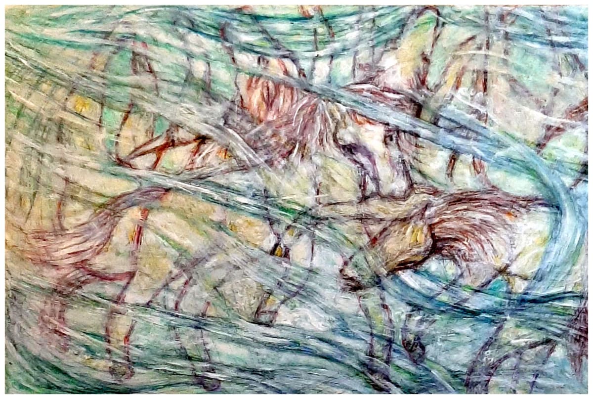 Swimming Horses, mixed media, $300, Buyer pays shipping by Stephen Mead 