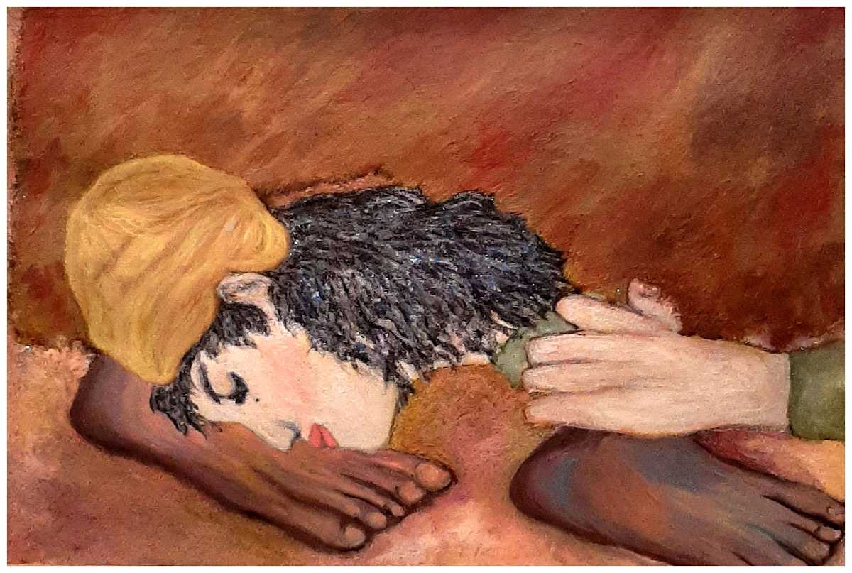 The Passion of Mary Magdalene (From "Our Book of Common Faith", series) mixed media, $400.  Buyer pays shipping.  Prints available, contact artist. by Stephen Mead  Image: The series "Our Book of Common Faith" was published as a book, https://www.amazon.com/Book-Common-Faith-Stephen-Mead/dp/1442162724