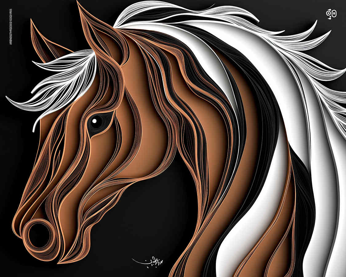 Threads of Poise by Mohamed Ayman DAEF  Image: An Arabian horse stands in sculptural stillness, drawn from bronze threads and restrained elegance.