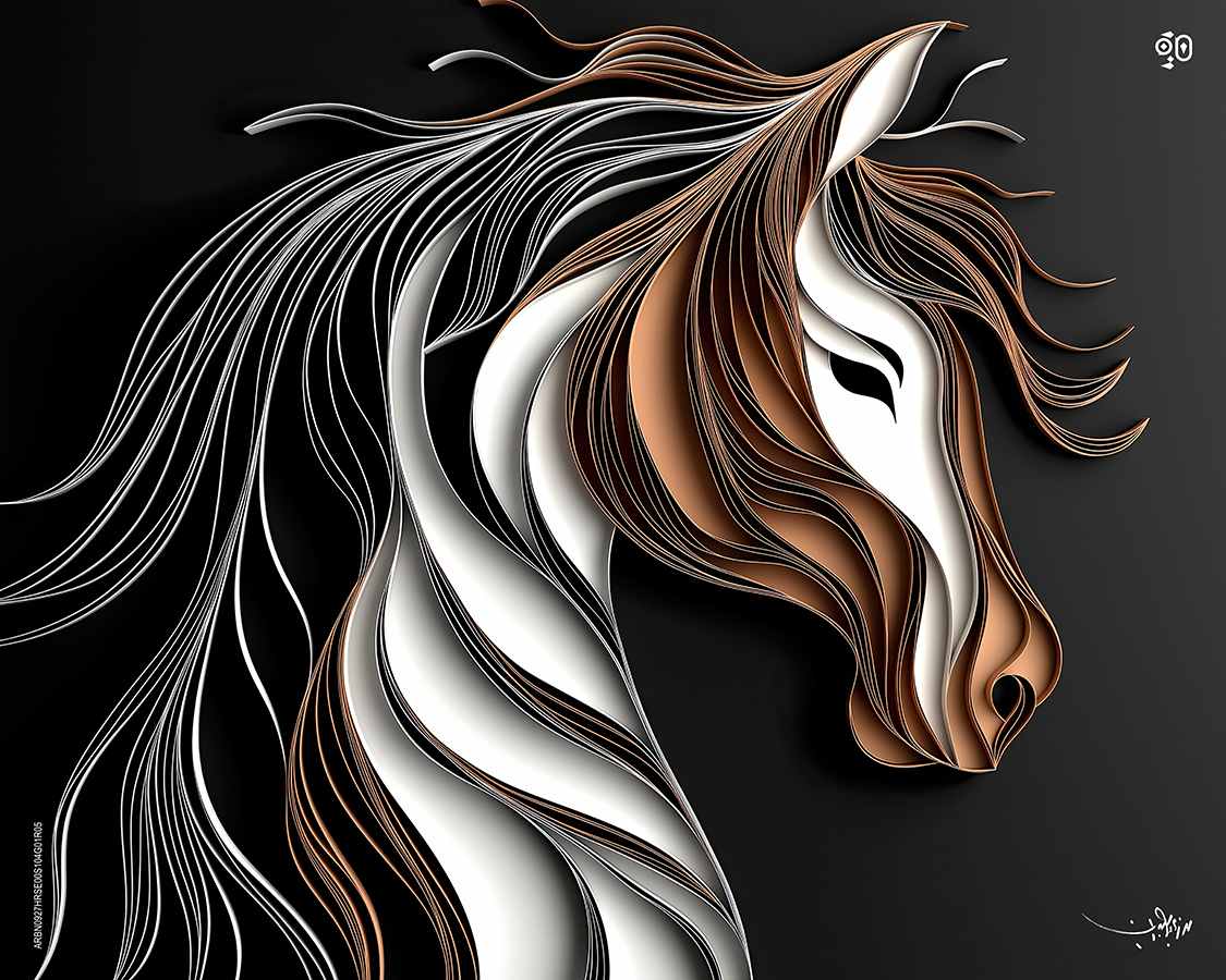 The Wind-Scribed Steed by Mohamed Ayman DAEF  Image: An ethereal Arabian horse races across a parchment of dark stillness — its mane ablaze with calligraphic fire.