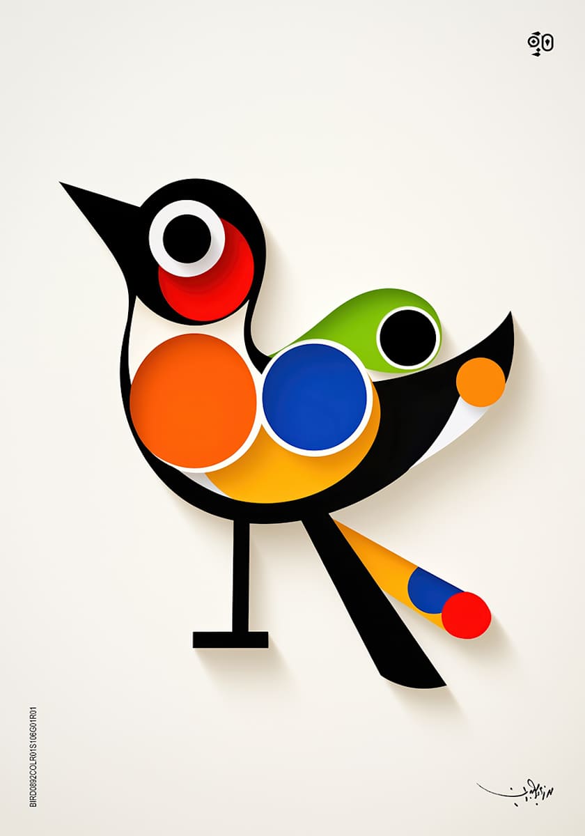 Harmonic Feathers by Mohamed Ayman DAEF  Image: A burst of color and form, transforming the essence of a bird into a geometric masterpiece.
