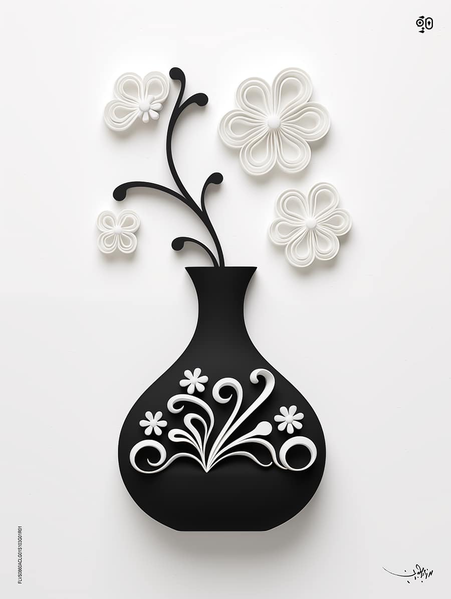 The Silent Verse by Mohamed Ayman DAEF  Image: Where calligraphy and nature intertwine, a vase blossoms into an artistic symphony.
