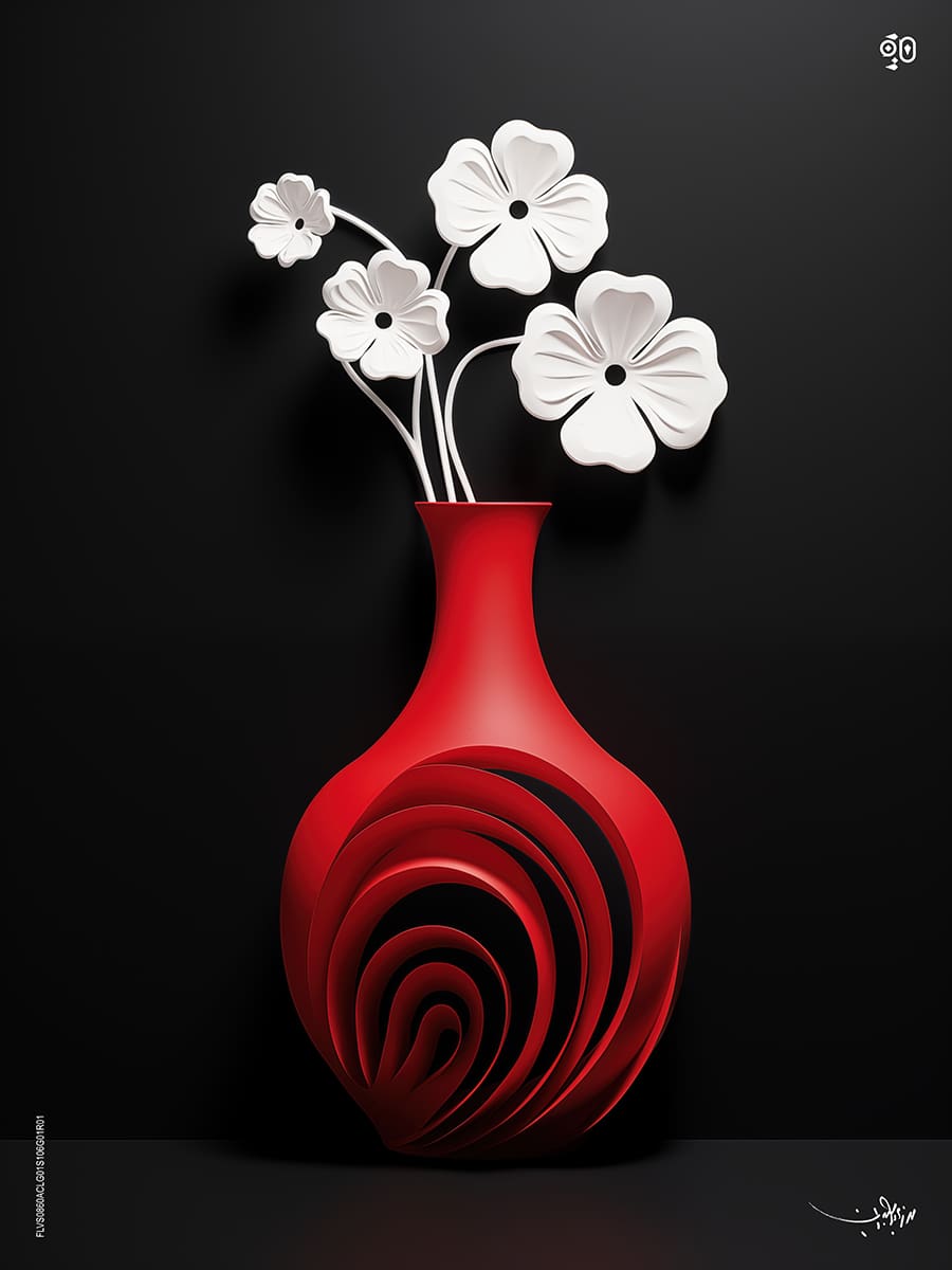 The Crimson Verse by Mohamed Ayman DAEF  Image: A fusion of Arabic calligraphy and floral elegance—where layers of form whisper a timeless story.