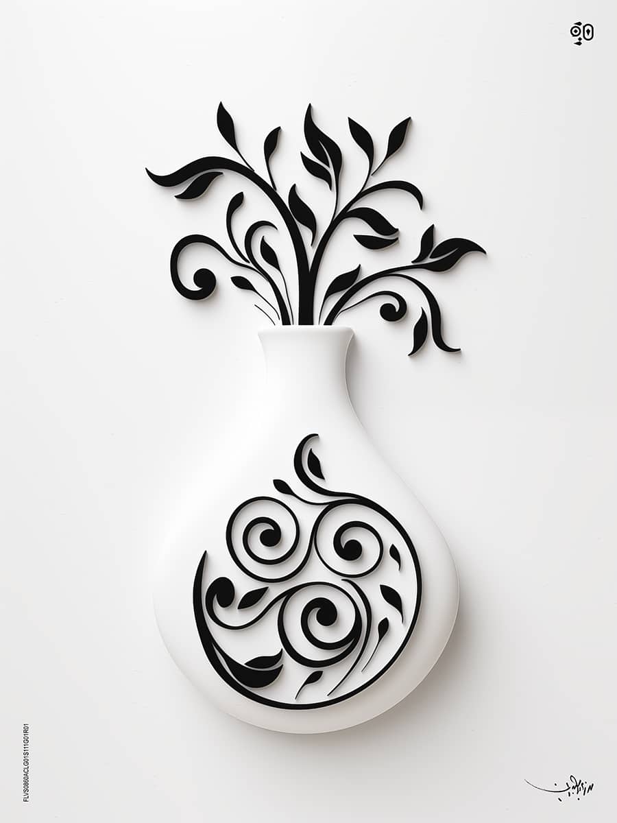 The Enchanted Vase by Mohamed Ayman DAEF  Image: A graceful fusion of calligraphy and nature—where script flourishes into organic beauty.