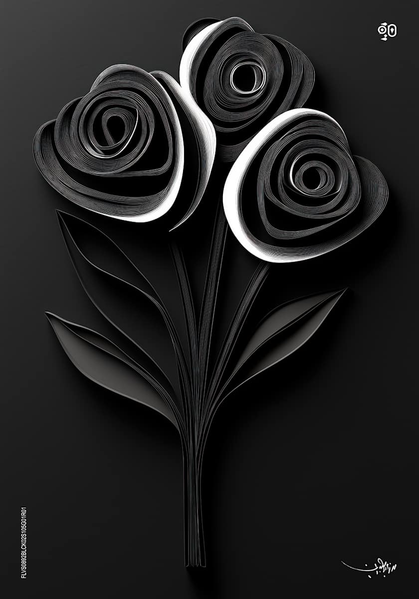 Ethereal Noir by Mohamed Ayman DAEF  Image: Darkness and light entwine, where roses bloom in whispers of the night.