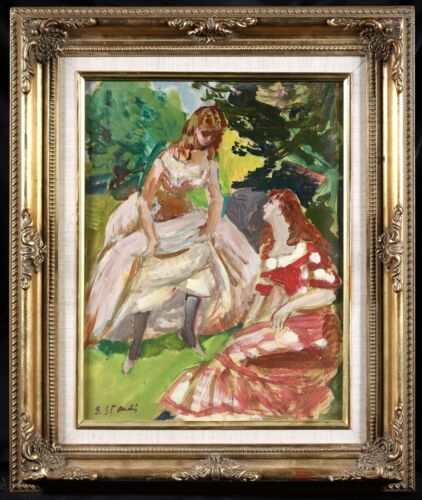 Two Young Girls sketch by Berthomme Saint Andre (1905-1977) 