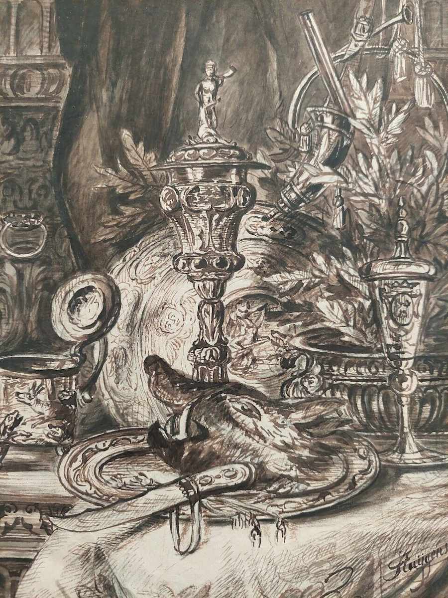 Game Still Life study by Francois-Joseph Huygens (1829-1908) 