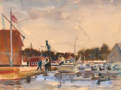 Boats at Wroxham Broad by Jean Dryden Alexander 