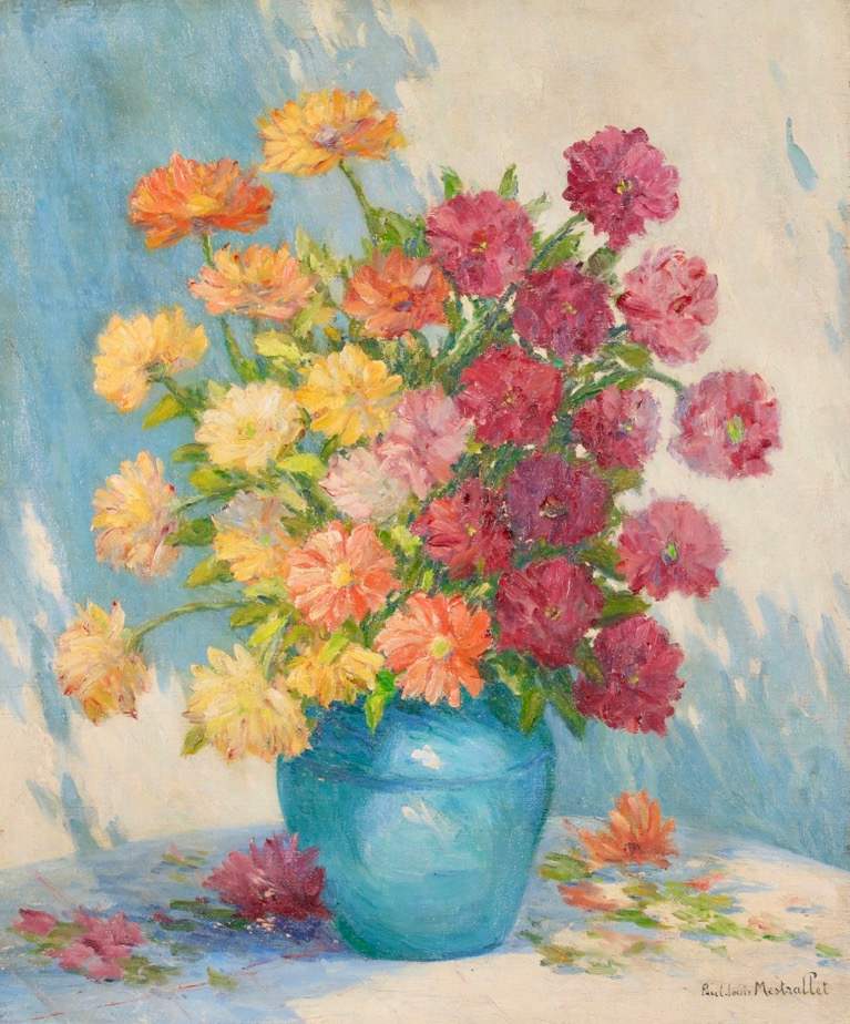 Still life flowers by PAUL  LOUIS MESTRALLET   ( 1886 - 1960 ) 