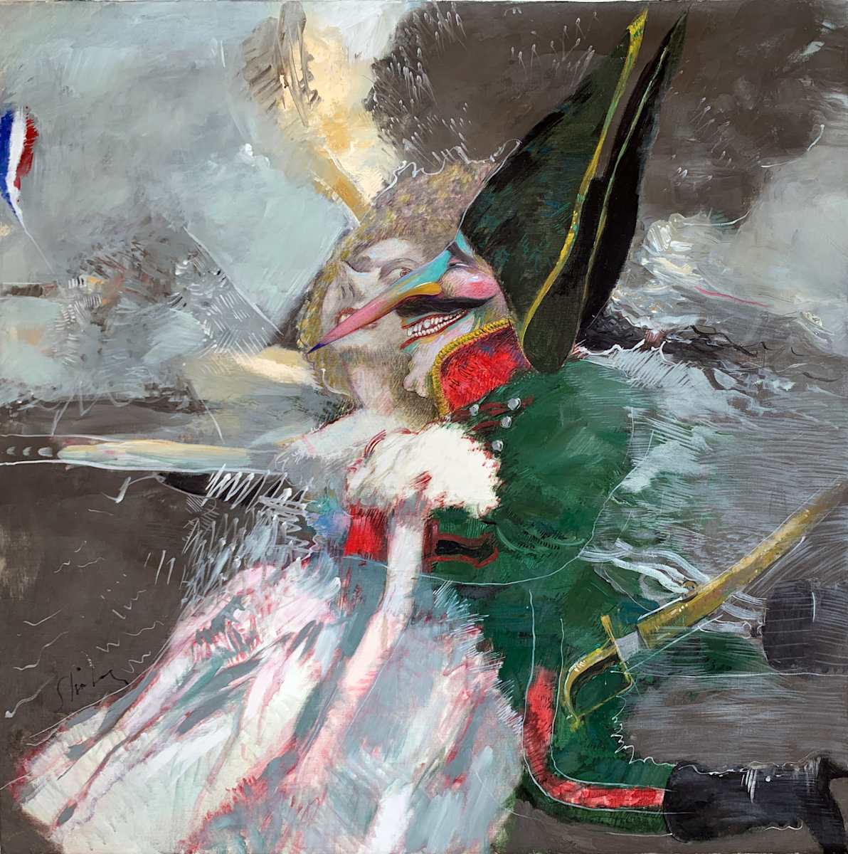 1980 "Gens d’armes III" Abstract Figurative Painting on Canvas William Shields Acclaimed Illustrator by Bill Shields, Image 2.
