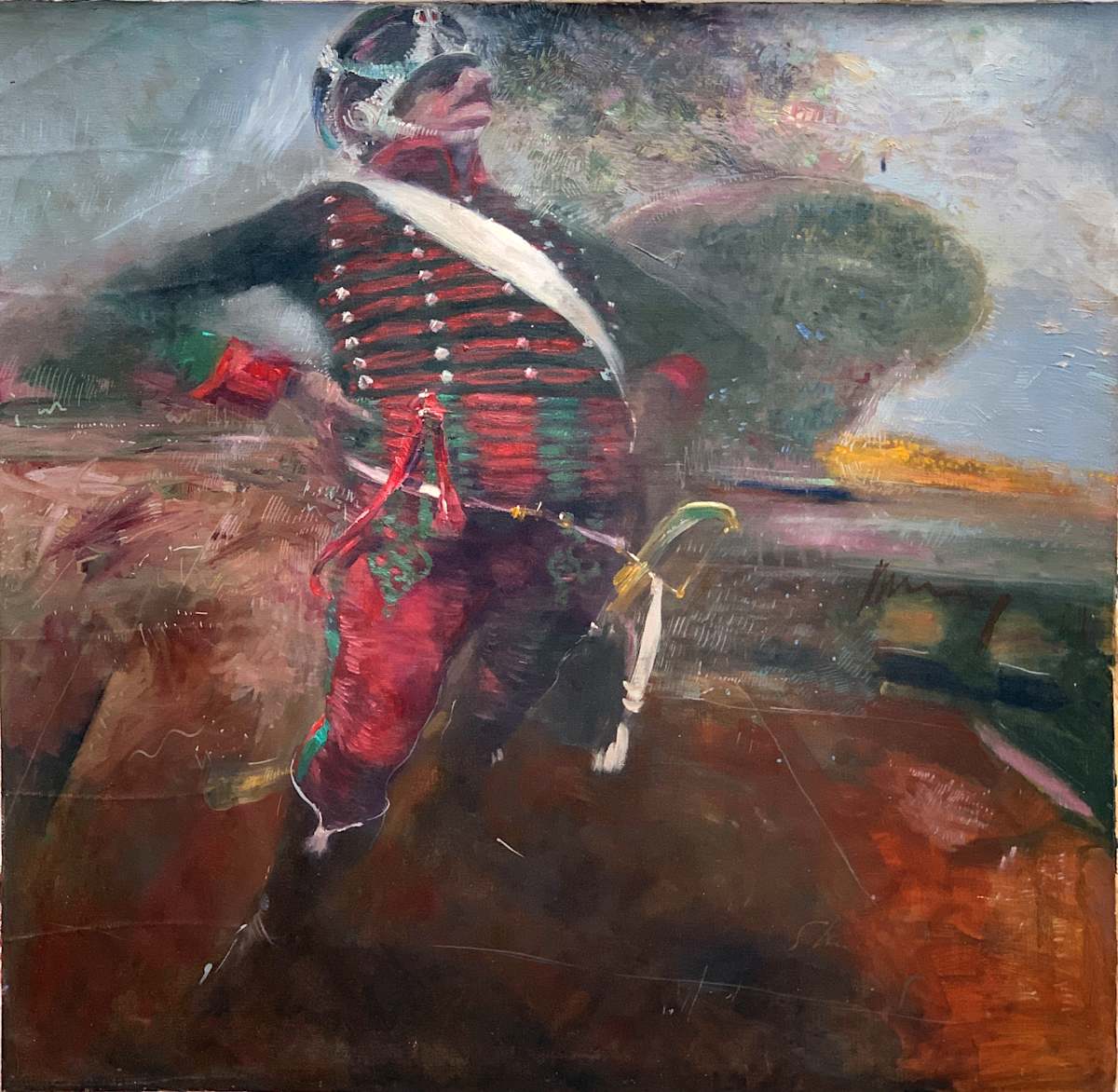1980 "Gens d’armes IV" Figurative Painting on Canvas William Shields Acclaimed Illustrator by Bill Shields, Image 2.
