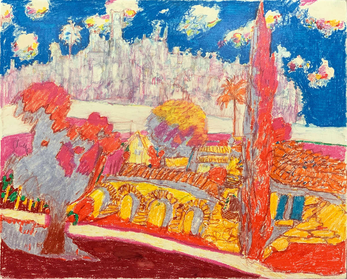 1989 "California" Abstract Landscape Drawing Acclaimed Illustrator Bill Shields by Bill Shields, Image 2.