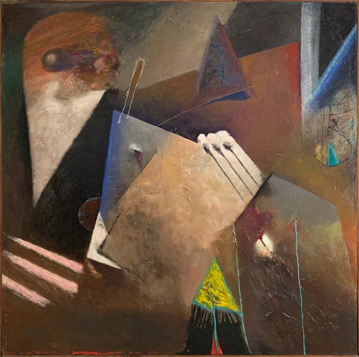 1992 "Out of Left Field" Abstract Painting on Canvas William Shields Acclaimed Illustrator by Bill Shields, Image 2.