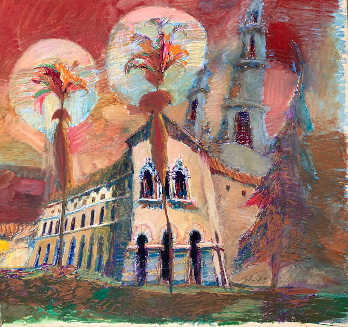 1979 "Mission" Abstract Landscape Drawing Acclaimed Illustrator Bill Shields by Bill Shields, Image 6.