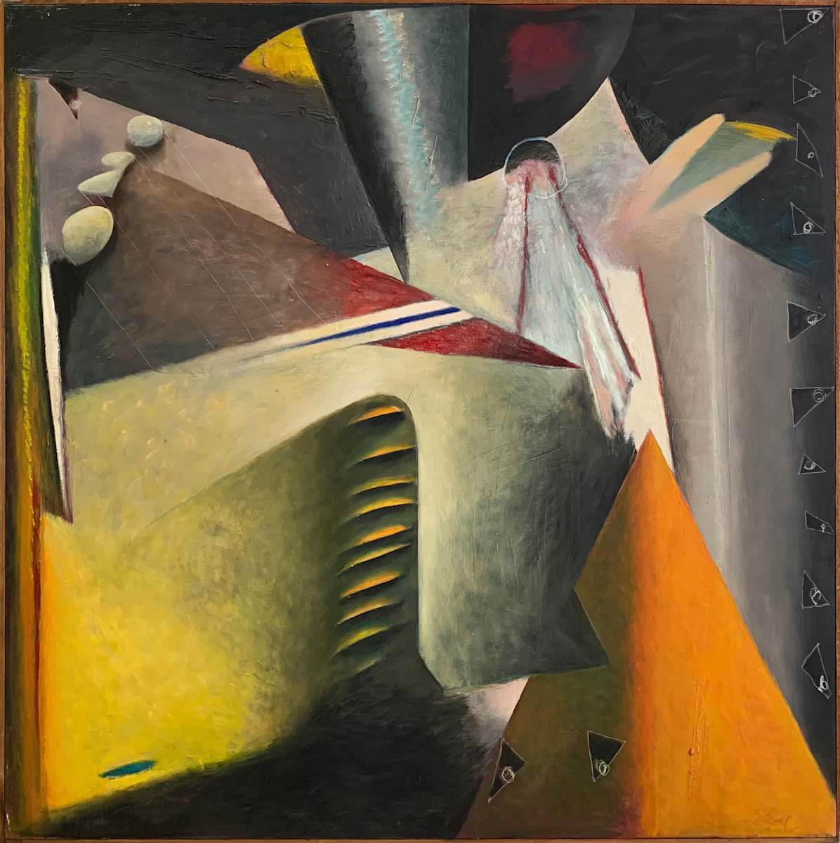 1996 "Upward Mobility" Abstract Painting on Canvas William Shields Acclaimed Illustrator by Bill Shields, Image 2.