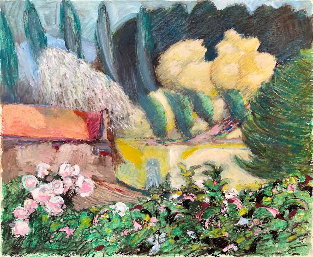 1987 "France" Abstract Landscape Drawing Acclaimed Illustrator Bill Shields by Bill Shields, Image 2.
