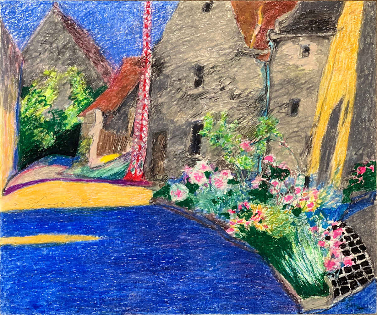 1987 "Village Entrance" Abstract Landscape Drawing Acclaimed Illustrator Bill Shields by Bill Shields, Image 2.
