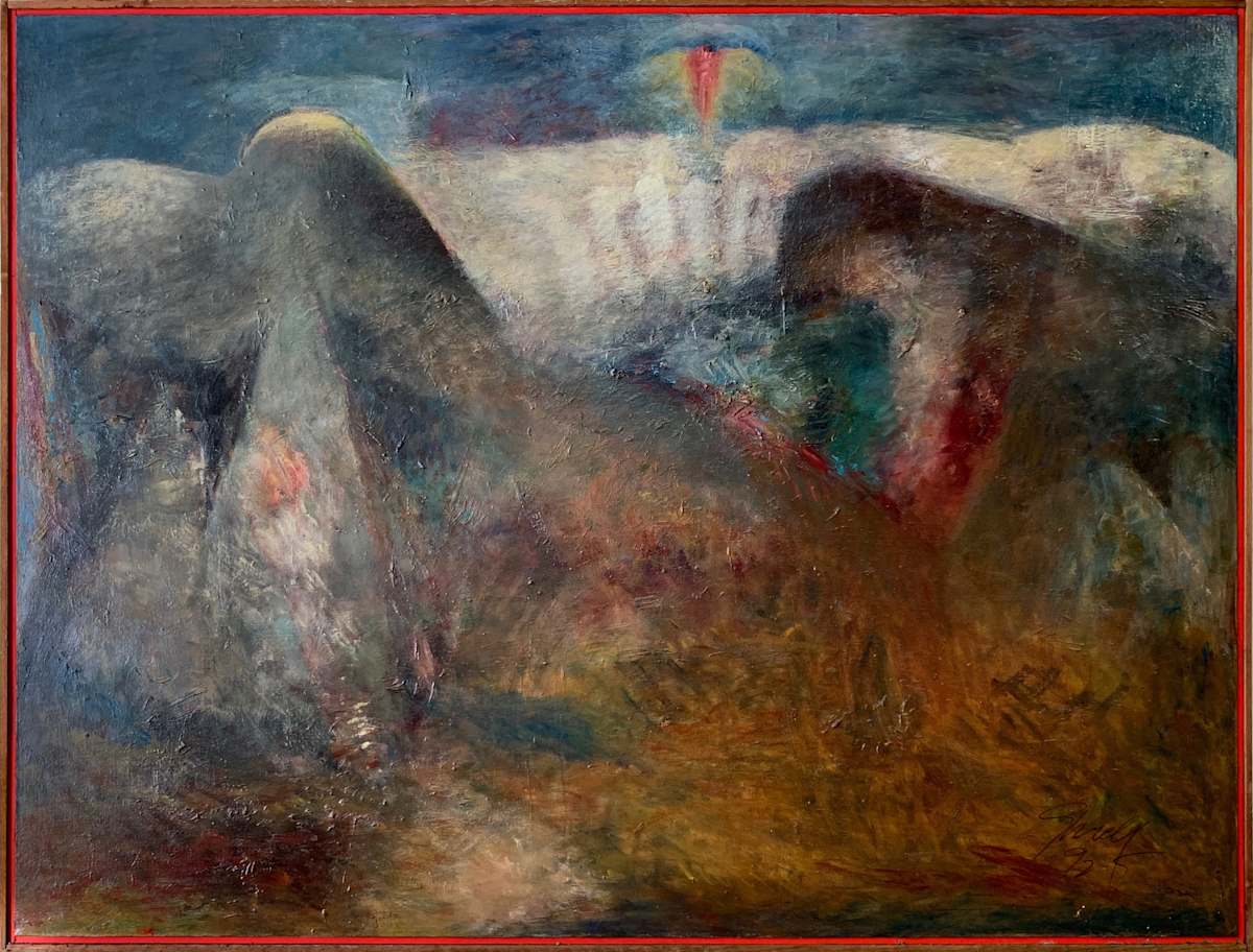 1995 "Sky Song" Abstract Painting on Canvas William Shields Acclaimed Illustrator by Bill Shields 