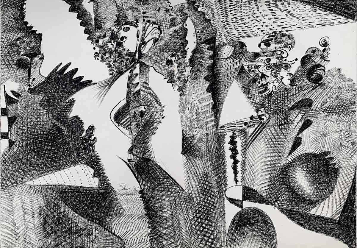 1991 "Study I" Abstract Drawing Acclaimed Illustrator Bill Shields by Bill Shields, Image 2.