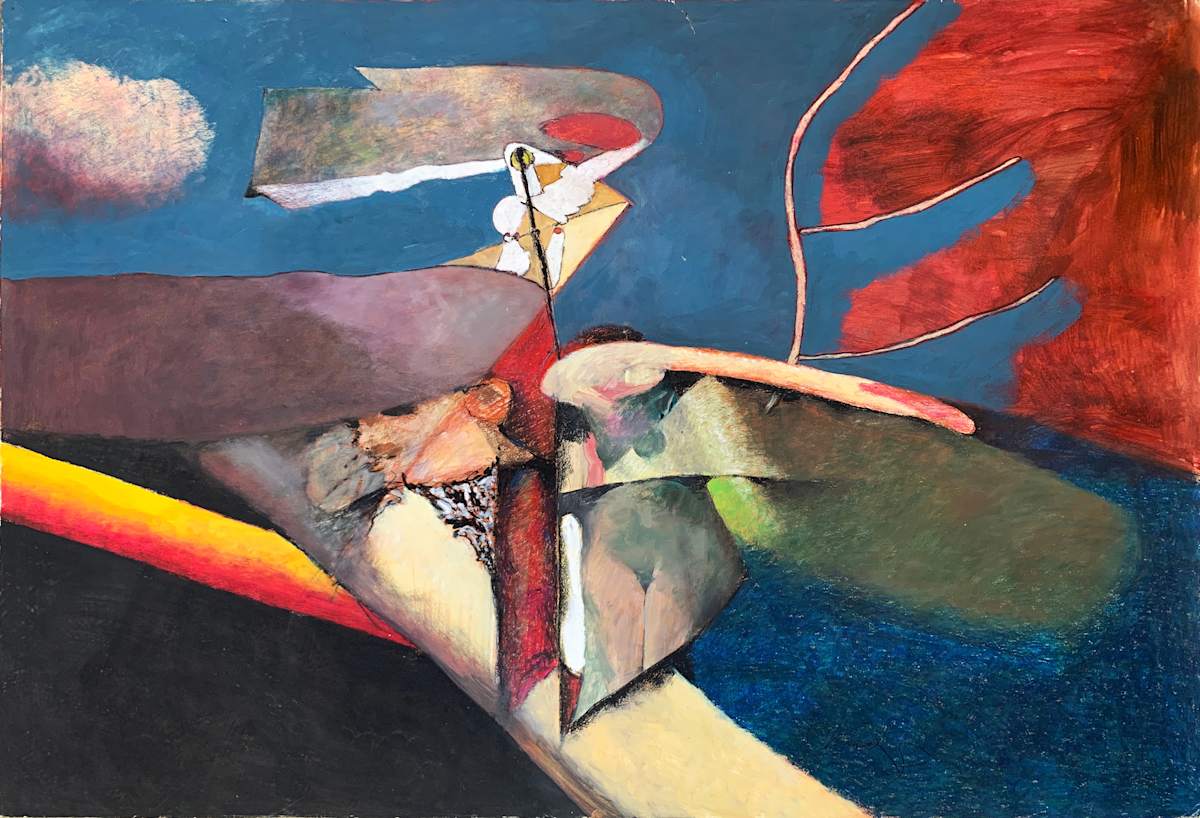 1990 "Summertime Dreams" Abstract Painting Acclaimed Illustrator Bill Shields by Bill Shields, Image 2.