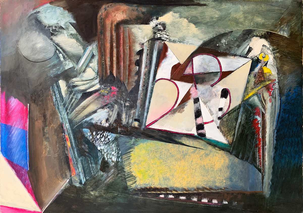 1990 "The Birthday" Abstract Painting Acclaimed Illustrator Bill Shields by Bill Shields, Image 3.