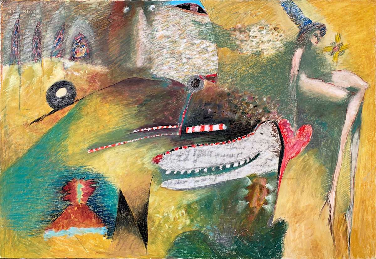 1990 "Untitled" Abstract Painting Acclaimed Illustrator Bill Shields by Bill Shields, Image 2.