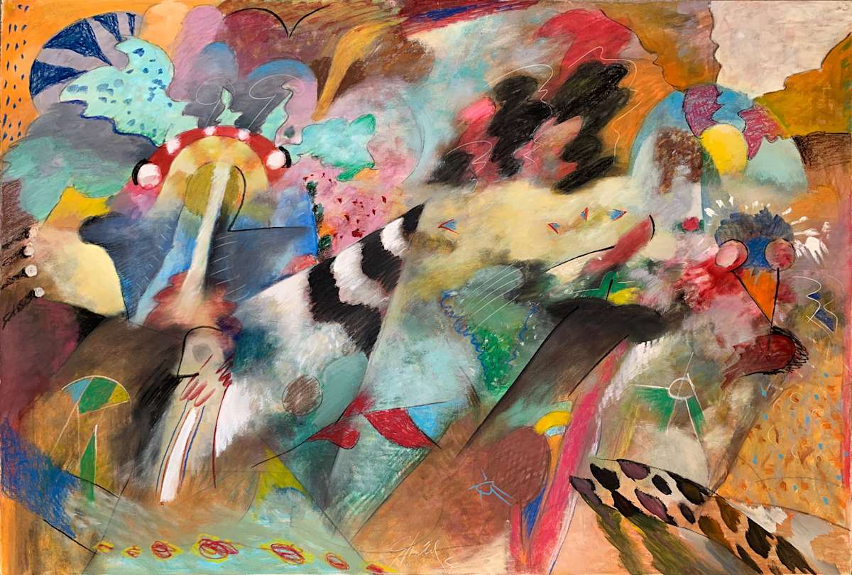 1990 "The Jungle" Abstract Painting Acclaimed Illustrator Bill Shields by Bill Shields, Image 2.