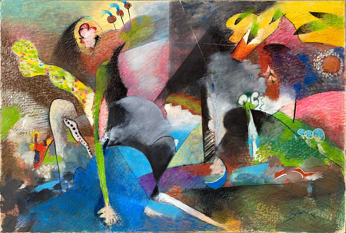 1990 "The Jungle II" Abstract Painting Acclaimed Illustrator Bill Shields by Bill Shields 