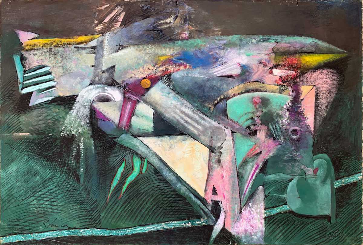 1989 "Eyes of August" Abstract Painting Acclaimed Illustrator Bill Shields by Bill Shields, Image 2.