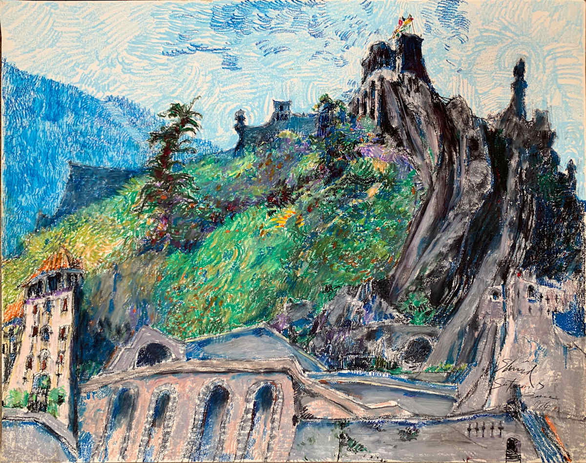 1986 "Sisteron, France" Abstract Landscape Drawing Acclaimed Illustrator Bill Shields by Bill Shields, Image 2.