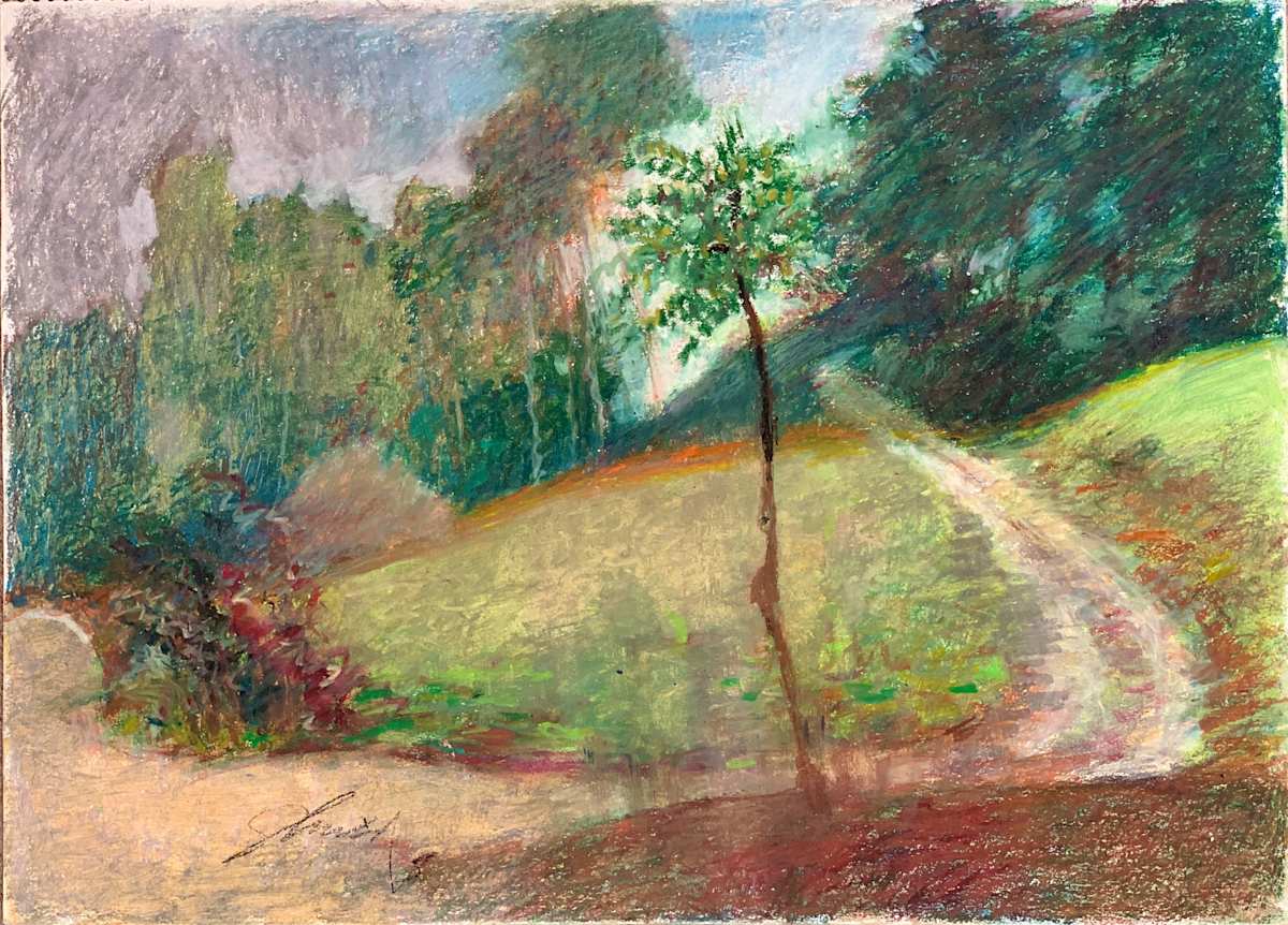 1989 "Terrasson, France" Landscape Painting Acclaimed Illustrator Bill Shields by Bill Shields 