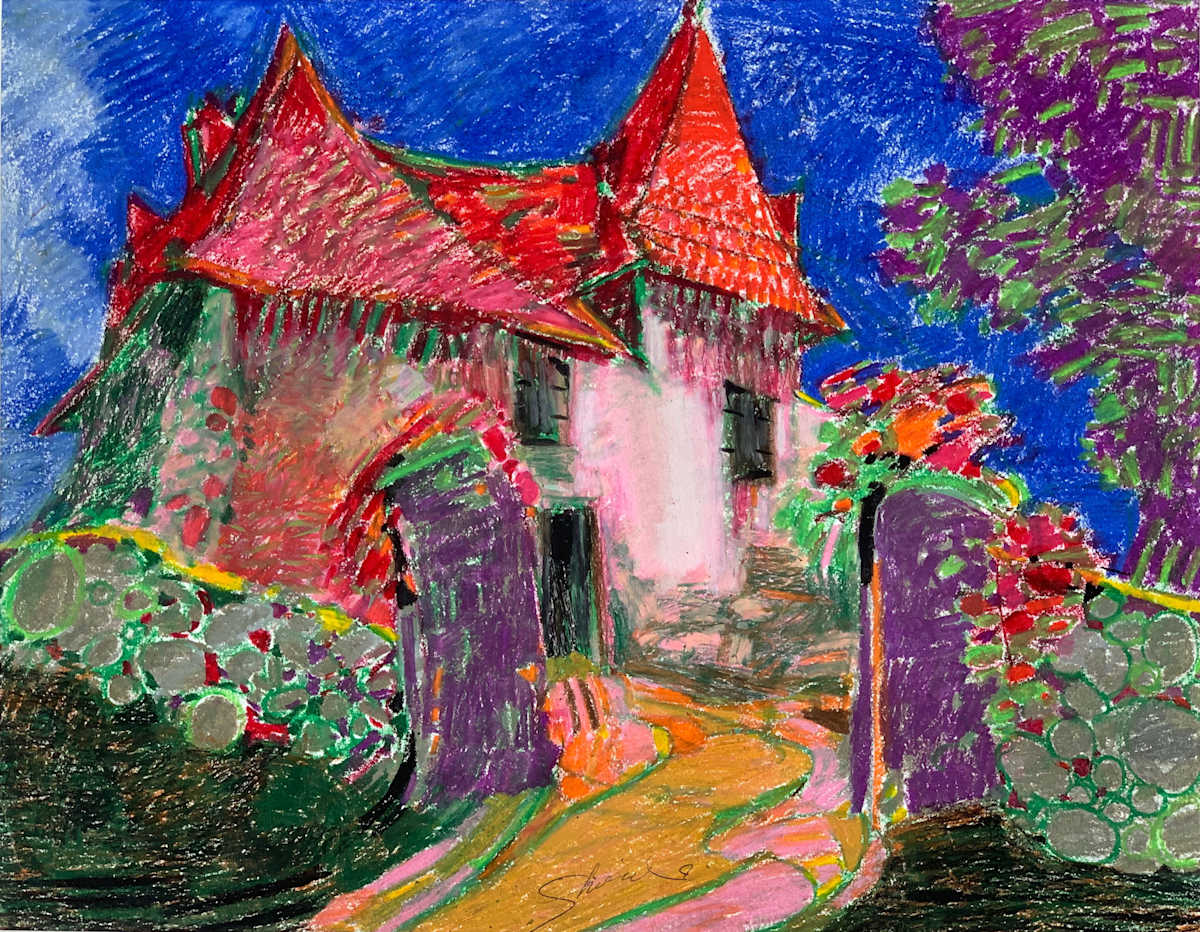 1989 "House" Abstract Landscape Drawing Acclaimed Illustrator Bill Shields by Bill Shields, Image 1.