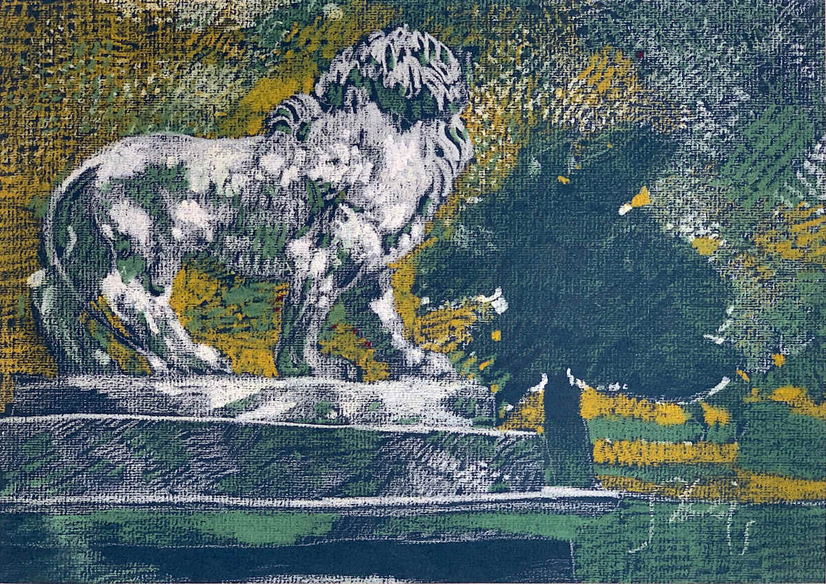 1988 "Luxembourg Gardens" Pastel Landscape Drawing Acclaimed Illustrator Bill Shields by Bill Shields, Image 1.