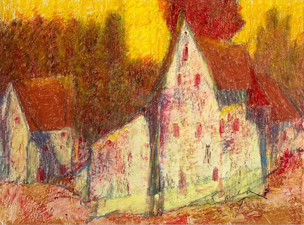 1987 "Past Elegance" Abstract Landscape Drawing Acclaimed Illustrator Bill Shields by Bill Shields, Image 1.