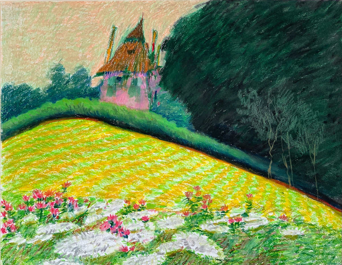 1987 "Field" Abstract Landscape Drawing Acclaimed Illustrator Bill Shields by Bill Shields, Image 1.