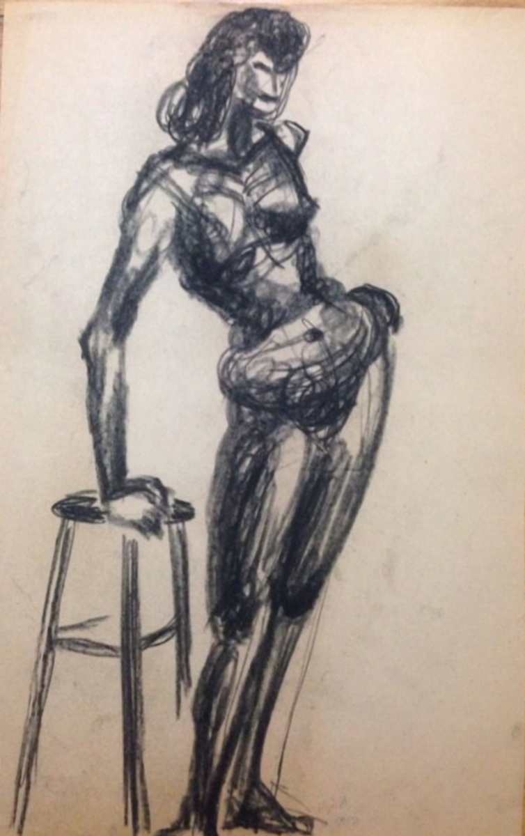 Woman with Hand on Chair by Frank J Bette 