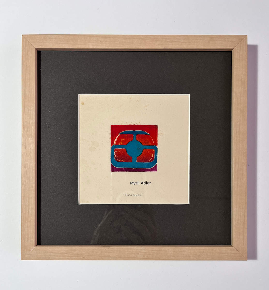 1960s "Crusade" Purple, Teal, Red Collagraph by Myril Adler, Image 6.