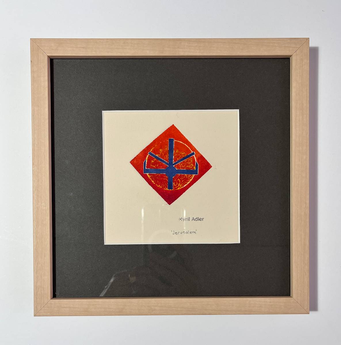1960s "Jerusalem" Ombre Red to Orange Collagraph by Myril Adler, Image 5.