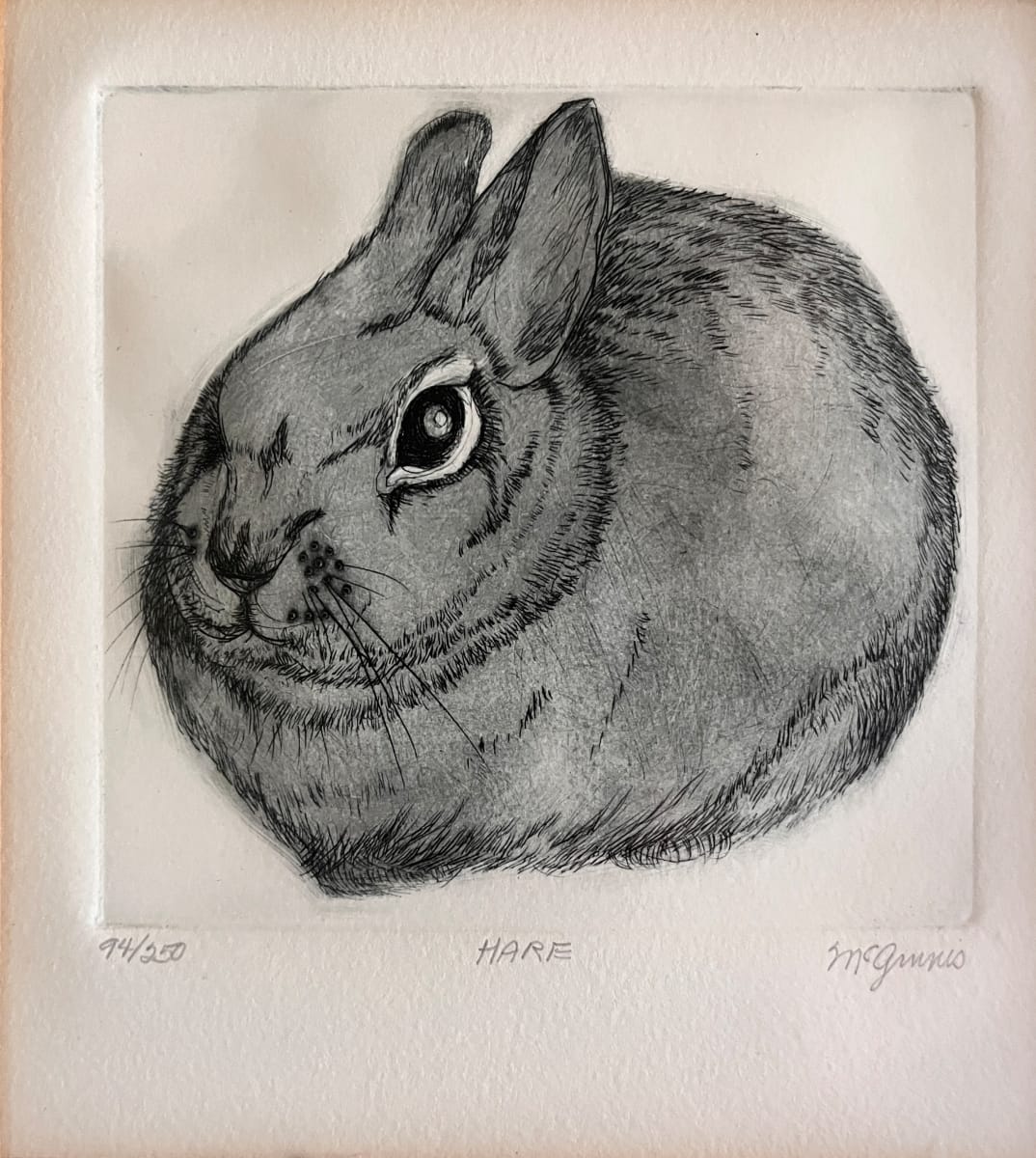 1970s "Hare" Dry Point Etching by McGinnis 