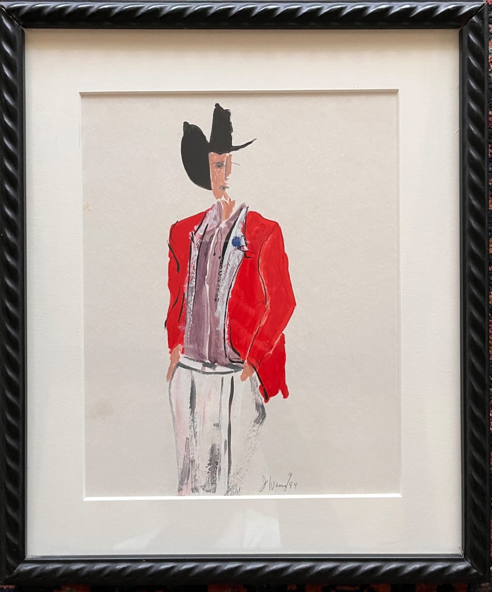 1994 "Cowboy" Watercolor Painting by Unidentifiable Signature 