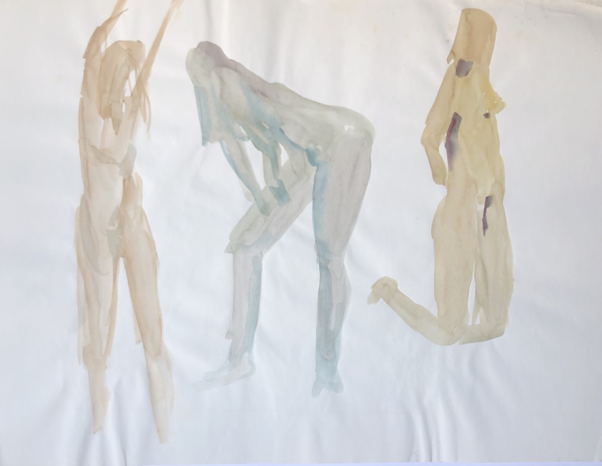 3 Nudes Stretching 2 by Thelma Corbin Moody 