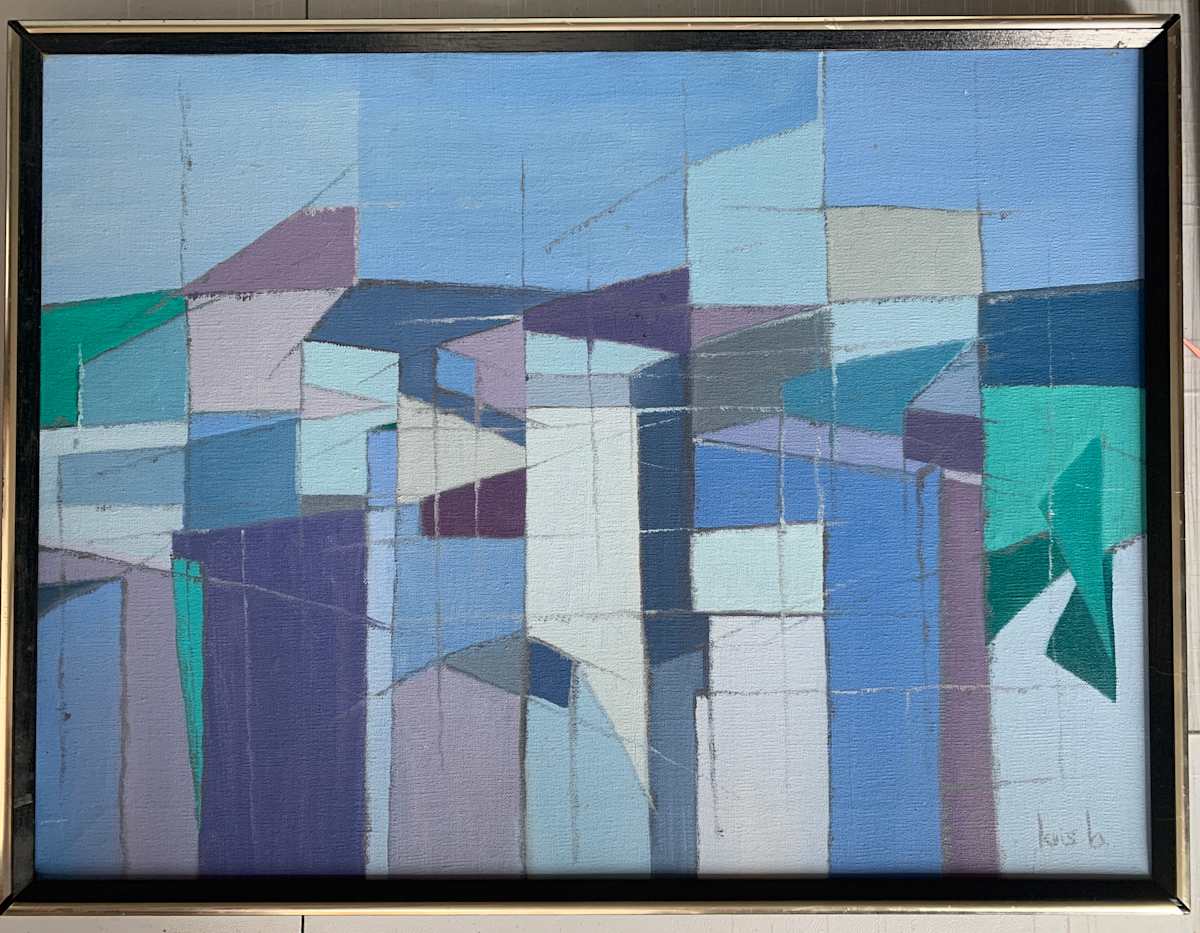 "Blue Abstract Landscape" by Unidentifiable Signature, Image 1.