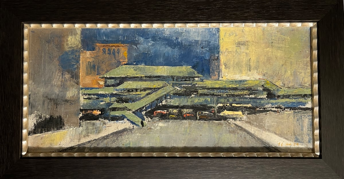 Mid Century Modern Abstract Cityscape by F.G. Clark 